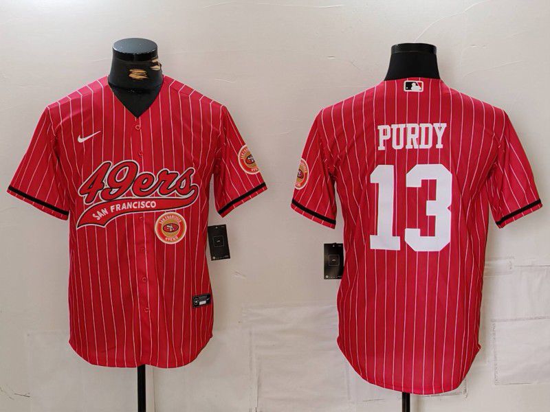 Men San Francisco 49ers #13 Purdy Red Stripe Joint Name 2024 Nike Limited NFL Jersey style 3->san francisco 49ers->NFL Jersey